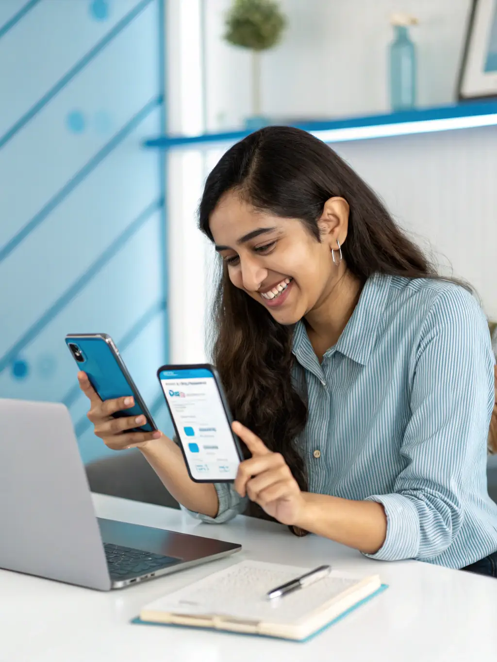 A customer happily receiving funds in their bank account, illustrating the benefit of quick access to funds with Primelend Finance.